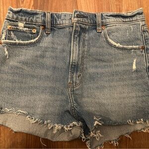 Abercrombie & Fitch Blue Jean Shorts with Frayed Hem